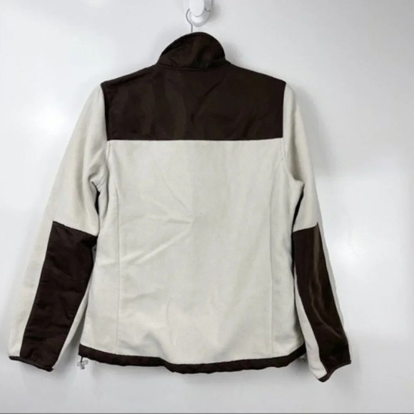 Free Country Brown Cream Color Block Zip Up Fleece Jacket Size Small - Picture 2 of 9